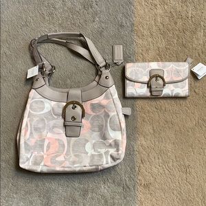 Coach canvas handbag and wallet set
